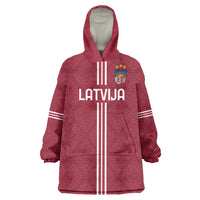 Custom Latvia Football Wearable Blanket Hoodie Latvijas Go Champion Folk Pattern