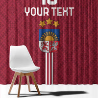Custom Latvia Football Window Curtain Latvijas Go Champion Folk Pattern