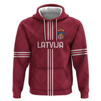 Custom Latvia Football Zip Hoodie Latvijas Go Champion Folk Pattern