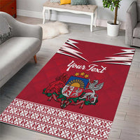 Personalized Latvia Area Rug Latvijas Republika Folk Pattern