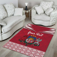Personalized Latvia Area Rug Latvijas Republika Folk Pattern