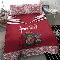 Personalized Latvia Bedding Set Latvijas Republika Folk Pattern