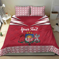 Personalized Latvia Bedding Set Latvijas Republika Folk Pattern