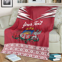Personalized Latvia Blanket Latvijas Republika Folk Pattern