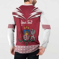 Personalized Latvia Button Sweatshirt Latvijas Republika Folk Pattern