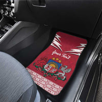 Personalized Latvia Car Mats Latvijas Republika Folk Pattern