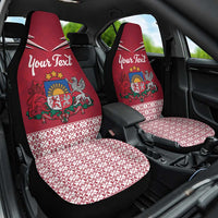 Personalized Latvia Car Seat Cover Latvijas Republika Folk Pattern