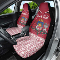 Personalized Latvia Car Seat Cover Latvijas Republika Folk Pattern