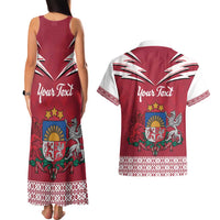 Personalized Latvia Couples Matching Tank Maxi Dress and Hawaiian Shirt Latvijas Republika Folk Pattern