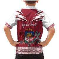 Personalized Latvia Family Matching Mermaid Dress and Hawaiian Shirt Latvijas Republika Folk Pattern