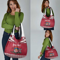 Personalized Latvia Grocery Bag Latvijas Republika Folk Pattern