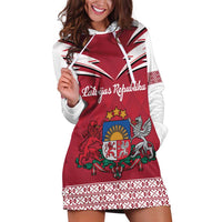 Personalized Latvia Hoodie Dress Latvijas Republika Folk Pattern