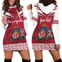 Personalized Latvia Hoodie Dress Latvijas Republika Folk Pattern