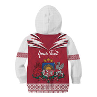 Personalized Latvia Kid Hoodie Latvijas Republika Folk Pattern