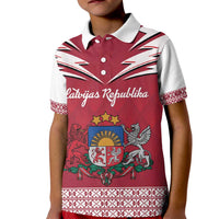 Personalized Latvia Kid Polo Shirt Latvijas Republika Folk Pattern