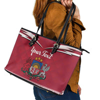 Personalized Latvia Leather Tote Bag Latvijas Republika Folk Pattern