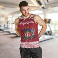 Personalized Latvia Men Tank Top Latvijas Republika Folk Pattern