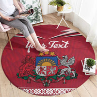 Personalized Latvia Round Carpet Latvijas Republika Folk Pattern