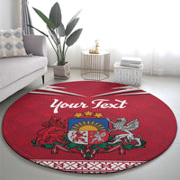 Personalized Latvia Round Carpet Latvijas Republika Folk Pattern