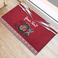 Personalized Latvia Rubber Doormat Latvijas Republika Folk Pattern