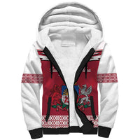 Personalized Latvia Sherpa Hoodie Latvijas Republika Folk Pattern