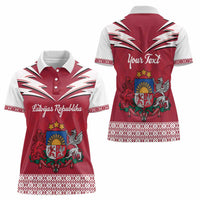 Personalized Latvia Women Polo Shirt Latvijas Republika Folk Pattern