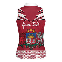 Personalized Latvia Women Sleeveless Polo Shirt Latvijas Republika Folk Pattern