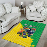 Brazil Coat Of Arms Area Rug With Flag Style - Wonder Print Shop