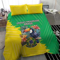 Brazil Coat Of Arms Bedding Set With Flag Style - Wonder Print Shop