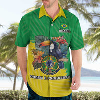 Brazil Coat Of Arms Hawaiian Shirt With Flag Style - Wonder Print Shop