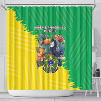 Brazil Coat Of Arms Shower Curtain With Flag Style