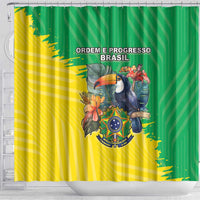 Brazil Coat Of Arms Shower Curtain With Flag Style