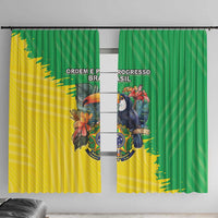 Brazil Coat Of Arms Window Curtain With Flag Style - Wonder Print Shop