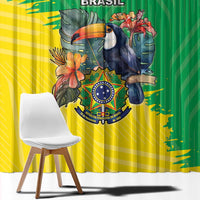Brazil Coat Of Arms Window Curtain With Flag Style - Wonder Print Shop