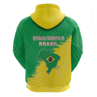 Brazil Coat Of Arms Zip Hoodie With Flag Style - Wonder Print Shop