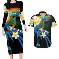 Nicaragua Independence Day Couples Matching Long Sleeve Bodycon Dress and Hawaiian Shirt En Dios confiamos - Wonder Print Shop