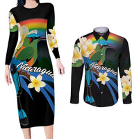 Nicaragua Independence Day Couples Matching Long Sleeve Bodycon Dress and Long Sleeve Button Shirt En Dios confiamos - Wonder Print Shop