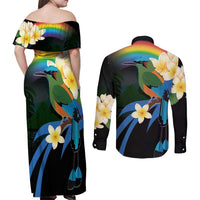 Nicaragua Independence Day Couples Matching Off Shoulder Maxi Dress and Long Sleeve Button Shirt En Dios confiamos - Wonder Print Shop