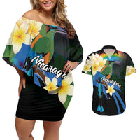 Nicaragua Independence Day Couples Matching Off Shoulder Short Dress and Hawaiian Shirt En Dios confiamos - Wonder Print Shop