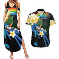 Nicaragua Independence Day Couples Matching Summer Maxi Dress and Hawaiian Shirt En Dios confiamos - Wonder Print Shop