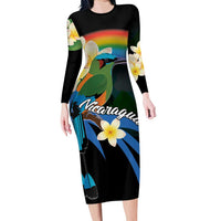 Nicaragua Independence Day Family Matching Long Sleeve Bodycon Dress and Hawaiian Shirt En Dios confiamos - Wonder Print Shop