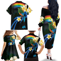 Nicaragua Independence Day Family Matching Off The Shoulder Long Sleeve Dress and Hawaiian Shirt En Dios confiamos - Wonder Print Shop