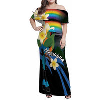 Nicaragua Independence Day Family Matching Off Shoulder Maxi Dress and Hawaiian Shirt En Dios confiamos - Wonder Print Shop