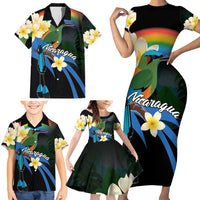Nicaragua Independence Day Family Matching Short Sleeve Bodycon Dress and Hawaiian Shirt En Dios confiamos - Wonder Print Shop