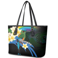 Nicaragua Independence Day Leather Tote Bag En Dios confiamos - Wonder Print Shop
