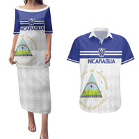 Custom Nicaragua Football Couples Matching Puletasi and Hawaiian Shirt La Azul y Blanco - Wonder Print Shop