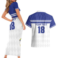 Custom Nicaragua Football Couples Matching Short Sleeve Bodycon Dress and Hawaiian Shirt La Azul y Blanco - Wonder Print Shop