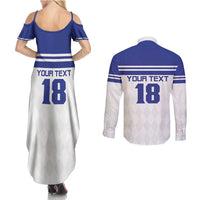 Custom Nicaragua Football Couples Matching Summer Maxi Dress and Long Sleeve Button Shirt La Azul y Blanco - Wonder Print Shop