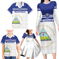 Custom Nicaragua Football Family Matching Long Sleeve Bodycon Dress and Hawaiian Shirt La Azul y Blanco - Wonder Print Shop