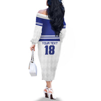 Custom Nicaragua Football Family Matching Off The Shoulder Long Sleeve Dress and Hawaiian Shirt La Azul y Blanco - Wonder Print Shop